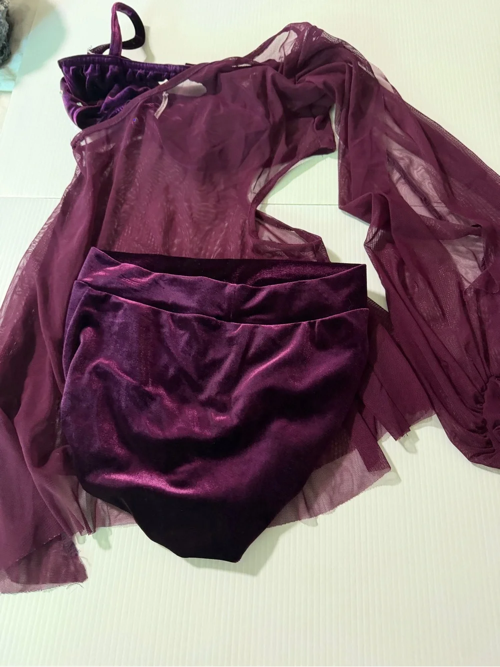 Kelle dance costume 2 piece purple 8368 STATE OF GRACE mesh velvet LC child